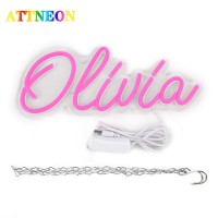 Attneon Olivia Name Neon Sign Led Name Neon Light For Kids Bedroom Birthday Party Decoration Neon Sign Customizable For Girl Bir