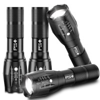 Peakplus Led Flashlights High Lumens Tactical Flash Lights 4 Pack Super Bright Waterproof Zoomable 5 Modes Powerful Handh