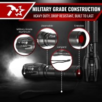 Peakplus Led Flashlights High Lumens Tactical Flash Lights 4 Pack Super Bright Waterproof Zoomable 5 Modes Powerful Handh