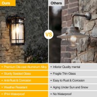 Brumosa Outdoor Pendant Light Fixture With Adjustable Chain, Anti-Rust Aluminum Frame With Clear Seedy Glass Shade, Hanging Lantern For Front Door Ceiling Entry Porch