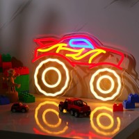 Riakrum Truck Neon Sign Dump Truck Led Neon Light Monster Usb Powered Acrylic Car Neon Sign For Wall Decor Kids Boys Room Playro