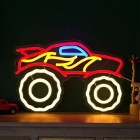 Riakrum Truck Neon Sign Dump Truck Led Neon Light Monster Usb Powered Acrylic Car Neon Sign For Wall Decor Kids Boys Room Playro