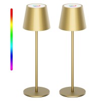 Aipsun Cordless Table Lamp 2 Pack Modern Led Rechargeable Battery Operated Table Lamp Waterproof Stepless Dimming Touch Lamp For Home/Outdoor