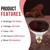 Bulbmaster 175 Watts Par38 Red Heat Lamp For Chickens Infrared Light Bulb Brooder Lamp 175 Watt Heat Lamp For Chicks Incandescen