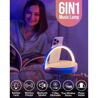 Belmak Bedside Lamp With Wireless Charger Phone Charging Lamps For Bedroom Speaker Lamp Bluetooth Wireless 6 In 1 Touch Bedsi