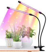 Juhefa Led Grow Light, Full Spectrum Clip On Plant Light With Red Blue Yellow Bulbs For Indoor Plants Growing, Auto On Off Timer 4/8/12Hrs, Dimmable & 3-Color Changing