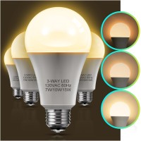 4 Pack Lohas 3 Way Led Light Bulbs 50/100/150W Equivalent, 3-Way Led Bulbs Soft White 3000K, Dimmable A19 Led Light Bulb E26 Base For Bedroom, Kitchen, Living Room