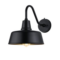 Joesa Dusk To Dawn Outdoor Farmhouse Barn Light Waterproof Rust Resistant Black Gooseneck Light For House Porch Garage