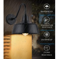 Joesa Dusk To Dawn Outdoor Farmhouse Barn Light Waterproof Rust Resistant Black Gooseneck Light For House Porch Garage