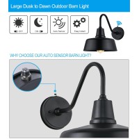 Joesa Dusk To Dawn Outdoor Farmhouse Barn Light Waterproof Rust Resistant Black Gooseneck Light For House Porch Garage