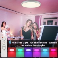 Rgb Flush Mount Ceiling Light Dimmable With Remote Control 24W 2520Lm Color Changing Ceiling Light Fixture 3000K6500K 12Inch