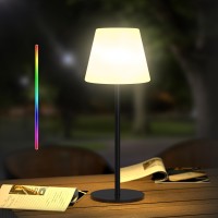 Gewiny Outdoor Table Lamp,Battery Operated Cordless Table Lamp,Outdoor Lamps For Patio Waterproof,Dimmable Warm White And Rgb Led Desk Lamp,Portable Night Light For Garden,Balcony,Bedroom,Camping.