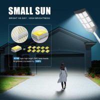 Okpro Solar Street Lights Outdoor - 3800W Solar Outdoor Lights 7000K Solar Parking Lot Lights Dusk To Dawn, Street Lights Solar Powered With Motion Sensor For Yard