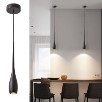 Julin Home Black Pendant Light For Kitchen Island, Led Dimmable Pendant Light Fixtures, Small Modern Industrial Adjustable Cord Hanging Pendant Light For Over Sink, Bar, Dining Room, Bedside