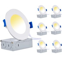 Ulcct Light 6 Inch 12W 5Cct Led Recessed Ceiling Light With Junction Box 2700K3000K4000K5000K6000K Selectable 1300Lm Brigh