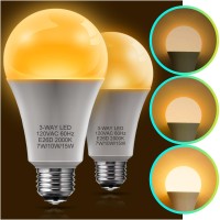 Lohas 3 Way Amber Light Bulbs 50/100/150W Equivalent, 3-Way Led Bulbs Amber 2000K, Sleep Aid Amber Light Bulbs Dimmable, Three Way Bulb For Healthy Sleep, Bedroom, Kids Room, 2 Pack