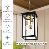 Todoluz Outdoor Pendant Light Fixtures 3Lights Exterior Hanging Lantern Black Large Outdoor Hanging Porch Light With Clear Gl