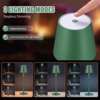 Imqsqik Cordless Table Lamps Usb Rechargeable Simplicity Desk Lamp Built-In 4600 Mah Battery Led Battery Operated Lamp With Touch Control Table Lamp - Bedroom/Desk/Reading/Patio(Green)