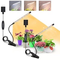 Lpmzmbl 2 Heads Full Spectrum Plant Grow Lights For Indoor Plants With 10 Feet Cables 10 Dimmable Levels And 3912H Timerpack