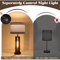 Momyofdy 27 Touch Control Farmhouse Table Lamps Set Of 2 Tall 2Light Design Black Bedroom Bedside Nightstand Wac Usb Ports