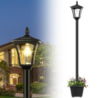 72 Solar Outdoor Light With Planter Waterproof Solar Post Lamp Ligts Solar Garden Lights For Backyard Pathway Patio Lawn Dr