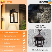 Led Outdoor Wall Lights 2-Pack, Black Exterior Wall Lanterns Waterproof, Wall Mount Lighting Fixtures 3 Cct Selectable, Porch Lights With Clear Glass Shade, Wall Lamps For Patio Front Door Garage