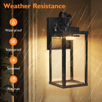 Led Outdoor Wall Lights 2-Pack, Black Exterior Wall Lanterns Waterproof, Wall Mount Lighting Fixtures 3 Cct Selectable, Porch Lights With Clear Glass Shade, Wall Lamps For Patio Front Door Garage