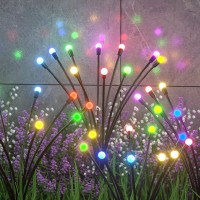 Zwoos 4-Pack 10 Led Solar Firefly Lights, Solar Outdoor Lights Waterproof For Garden, Patio, Yard - Light Up Whole Night (Rgb)