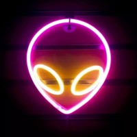 Alien Neon Sign Led Pvc Waterproof Usb Powered Neon Sign Lights For Boys Birthday Halloween Party Bedroom Wall Decor Pink White