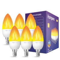 Hompavo Upgraded Led Flame Light Bulbs 3 Modes Flickering Light Bulbs E12 Chandelier Base Candle Fire Light Bulb For Hallowe