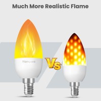 Hompavo Upgraded Led Flame Light Bulbs 3 Modes Flickering Light Bulbs E12 Chandelier Base Candle Fire Light Bulb For Hallowe