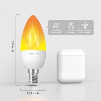 Hompavo Upgraded Led Flame Light Bulbs 3 Modes Flickering Light Bulbs E12 Chandelier Base Candle Fire Light Bulb For Hallowe