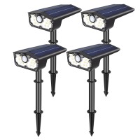 Solar Motion Sensor Outdoor Lights 4 Pack, Bright Led Solar Spot Lights For Yard, Driveway, Pathway And Wall, Ip68 Waterproof Landscape Spotlights With 3 Lighting Modes & 2 In 1 Design (Cool White)