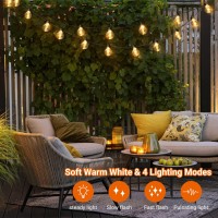 Partphoner Solar String Lights 46Ft Indooroutdoor Waterproof Patio Led Lights With 28 Shatterproof Bulbs 4 Light Modes Hanging