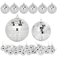 Mini Mirror Disco Ball Decor 32 Pack Hanging Mirror Ball Ornaments Different Sizes Small Disco Balls Decorations Bulk For Par