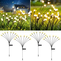 Anerbili Solar Firefly Lights,New Upgraded 8 Led Solar Garden Lights Swaying Light, Sway By Wind,Solar Outdoor Lights Waterproof Yard Patio Pathway Decoration,Warm White (4 Pack)