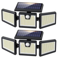 Solar Lights 341Leds With Lights Reflector,Solar Motion Sensor Outdoor Lights, Security Lights Outside Solar Flood Wall Lights For Garden Patio Yard[2-Pack ]