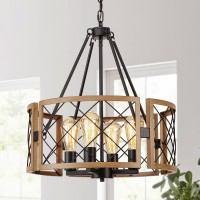 Santostock D19 Farmhouse Chandelier For Dining Room 4Light Adjustable Kitchen Island Lighting Vintage Hanging Pendant Light