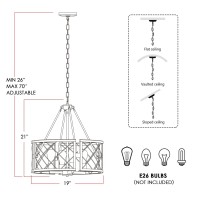 Santostock D19 Farmhouse Chandelier For Dining Room 4Light Adjustable Kitchen Island Lighting Vintage Hanging Pendant Light