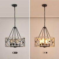 Santostock D19 Farmhouse Chandelier 4Light Adjustable Dining Room Light Fixture Kitchen Island Lighting Rustic Hanging Ligh