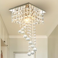 Finktonglan Mini Crystal Chandelier Modern Small Chandeliers Ceiling Light Fixture Square Flush Mount Ceiling Lights For Hallwa