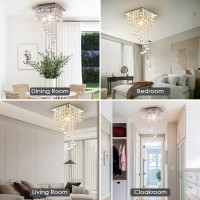 Finktonglan Mini Crystal Chandelier Modern Small Chandeliers Ceiling Light Fixture Square Flush Mount Ceiling Lights For Hallwa