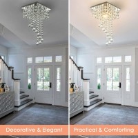 Finktonglan Mini Crystal Chandelier Modern Small Chandeliers Ceiling Light Fixture Square Flush Mount Ceiling Lights For Hallwa