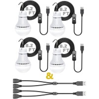 4 Pack Usb Light Bulb Usb Led Camping Light Lantern 82 Ft Extra Length Cord Tent Light With Usb Ycable Portable Led Bulb Fo