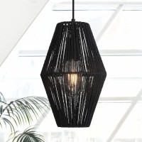 Lamqee Rattan Pendant Lights Kitchen Island Woven Boho Pendant Lighting Fixture Rattan Hanging Lamp Wicker Kitchen Pendant Lighting Over Island Rattan Chandelier Living Dining Room 7.3 Inch Diameter