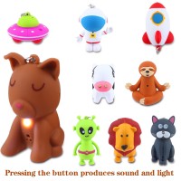 9 Pieces Nurse Flashlight Pediatric Nurse Flashlight Keychain Animal Flashlight Puppy Keychain Lion Cow Sloth Cat Astronaut Ro