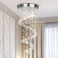 Crystop 3Lights Spairal Crystal Chandelier Modern Raindrop Light Fixture Pendant Ceiling Mount Lamp Lighting Fixtures For Livin