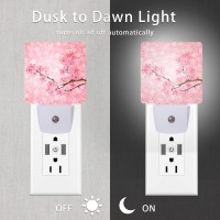 Oeaskly Cherry Blossoms Night Light Spring Flower Night Lights Plug Into Wall With Dusk To Dawn Light Sensors 05W Dim Nightlig