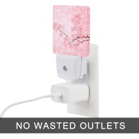 Oeaskly Cherry Blossoms Night Light Spring Flower Night Lights Plug Into Wall With Dusk To Dawn Light Sensors 05W Dim Nightlig