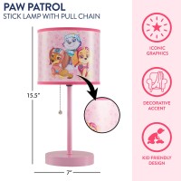 Idea Nuova Paw Patrol Everest Liberty And Skye Stick Table Kids Lamp With Pull Chain Themed Printed Decorative Shade